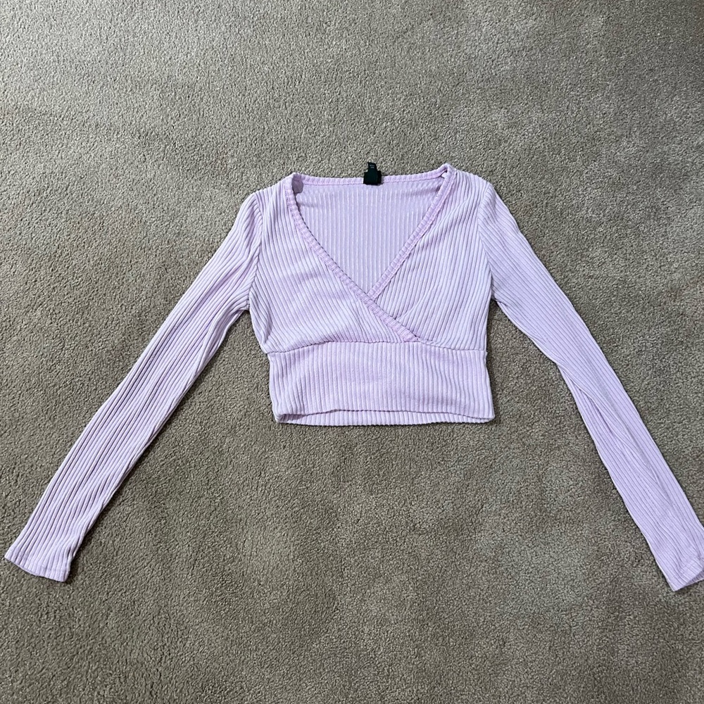 super cute pastel purples ribbed cropped long sleeve from wild fable size xs